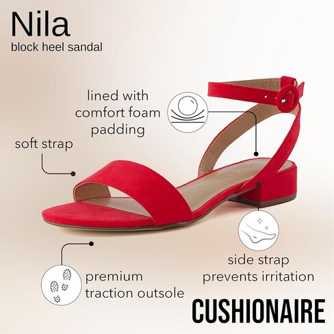 CUSHIONAIRE Women's Nila one band low block heel sandal +Wide Widths Available in Kuwait