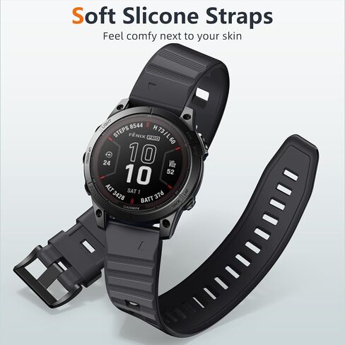 GEAK 26mm Quickfit Watch Band Compatible with Garmin Fenix 6X/6X Pro/Fenix 7X/7X Pro Band Soft Silicone Replacement for Fenix 5X/5X Plus/Fenix 8 51mm Band/Fenix 3/Fenix 3 HR/Fenix 6X Pro Smartwatches in Kuwait