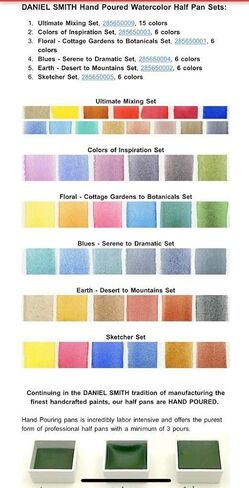 DANIEL SMITH Hand Poured Watercolor, Half Pans, Ultimate Mixing Set with 15 Watercolor Half Pans, 15 Empty Half Pans, 2 Plastic Travel Cases (total 32 pieces) 285650009 in Saudi Arabia