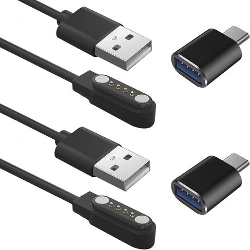 [2+2PACK] Chargers Compatible for PLAUD Note AI Vioce Recorder Charger, 2FT/4 Pin Magnetic Charging Cable with USB C to USB Adapter (Black&Black) in Saudi Arabia