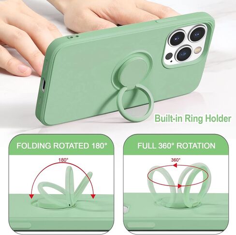 Hython for iPhone 13 Pro Max Case with Ring Stand [360° Rotatable Ring Holder Magnetic Kickstand] [Soft Microfiber Lining] Shockproof Rubber Protective Phone Case Cover for Women, Pink Sand in Kuwait