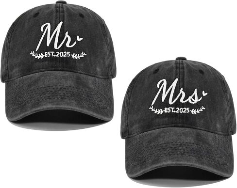 Mr and Mrs Hat, Wedding Gifts for Bridal Shower Bachelorette Party Engagement Honeymoon, Adjustable Hat for Couples in Saudi Arabia