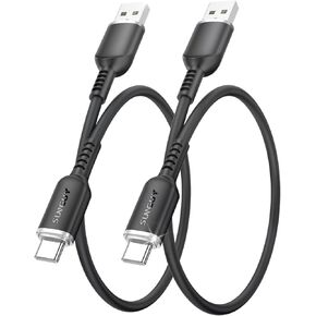 Sunguy Android Auto Cable 2ft [2 Pack] ، 3A USB to USB C Cable for iPhone 16/15 Carplay ، Type USB C Fast Charging Silicone Cord متوافق مع Samsung Galaxy S24 S23 ، Note20 ، Google Pixel ، Moto