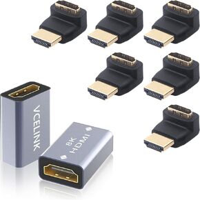 VCELINK 2-Pack 8K HDMI Coupler Female to Female Bundle with 2-Pack 4K HDMI 270 Degree Adapters