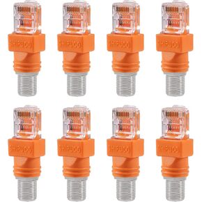 8pcs RF إلى RJ45 محول محول F أنثى إلى RJ45 ذكر موصل محول برميل Coxaxial Coaxial Coax Coax Coax