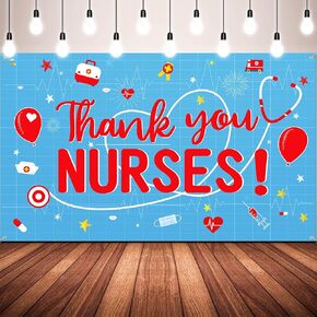 Blulu Thank You Nurses Banner Fabric Nurse Appreciation Week Banner Nurse Party Decoration Backdrop for 2025 National Nursing Day Photo Background Medical Doctor Nursing Party Decoration Supplies