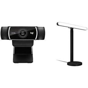 Logitech C922x Pro Stream Webcam + Logitech G Litra Beam Premium LED Gaming Key Light with TrueSoft, Adjustable Desktop Mount, Brightness/Color Temp Settings, Desktop App Control for PC/Mac