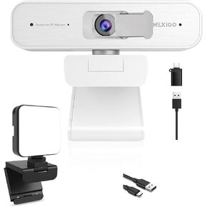 NexiGo Webcam Kits, N940P (Gen 2) 2K Zoomable Webcam with Remote| Sony_Starvis Sensor | 1080P@ 60FPS | 3X Zoom in | Dual Stereo Microphone, Video Conference Lighting, for Zoom/Skype/Teams
