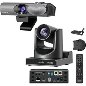 NexiGo PTZ Camera Kits, 20X Optical Zoom with PoE HDMI/3G-SDI/USB/LAN IP Streaming Outputs for Video Conferencing Live Streaming, 4K AI Webcam with 1/1.8" Sony_Sensor, Onboard Flash Memory
