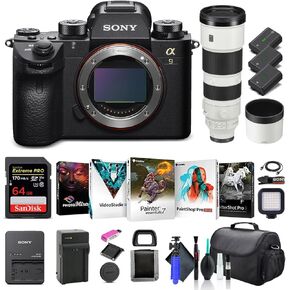 Sony Alpha a9 II Mirrorless Digital Camera Body Only ILCE9M2/B, Sony FE 200-600mm Lens, 64GB Memory Card, 2 x NP-FZ-100 Battery, Corel Photo Software, Case, External Charger, and More