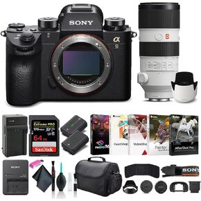 Sony Alpha a9 II Mirrorless Digital Camera Body Only ILCE9M2/B, Sony FE 70-200mm Lens, 64GB Memory Card, NP-FZ-100 Battery, Corel Photo Software, Case, External Charger, and More