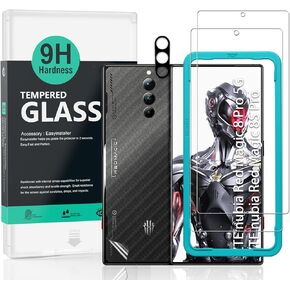 Ibywind Screen Protector for ZTE nubia Red Magic 8 Pro 5G/Red Magic 8S Pro(6.8") 2 Pack+1 Pack Camera Len Protector+1 Back Film,9H Tempered Glass,HD,Scratch Resistant,Bubble Free,Easy Install
