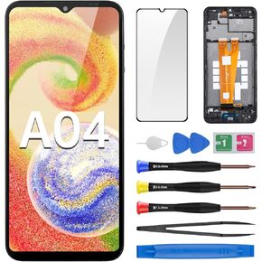for Samsung Galaxy A04 Screen Replacement with Frame LCD Display Touch Digitizer Full Assembly Fix Glass with Repair Tools Kit SM-A045F (A045F/DS A045M)