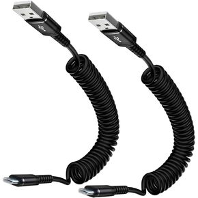 USB C Android Auto Carplay Cable Fast Charging for iPhone 16e/16 Pro Max/15 Pro/15 Plus, 2 Pack 3ft Retractable Type C Car Charger Cord for Samsung Galaxy S25 A16 A25 A35 A15 A54 A14 S24 S23 A53 A13