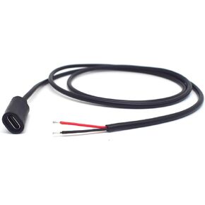 1M/3.3FT 22AWG Type C Female Pigtail 2 Wire Extension Cable,1PCS 5V 3A USB Type C Female Plug to 2 Pin Bare Wire Open End Connector DIY Cord for USB C Equipment Replacement
