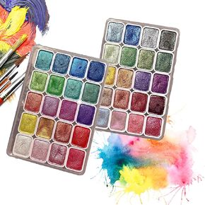 Forestry Shifting Watercolor Painting Set,Metallic Watercolor Paints,40 Colors Watercolor Painting Set,Water Colors Paint Adult Set,Glitter Watercolor Paint,Metallic Pearlescent Watercolor Paint