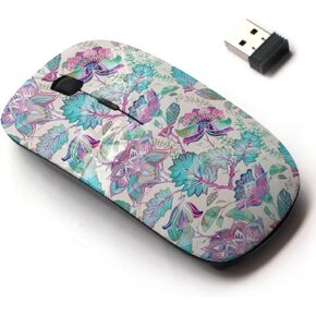 2.4G Wireless Mouse with Cute Pattern Design for All Laptops and Desktops with Nano Receiver - Spring Floral Provence