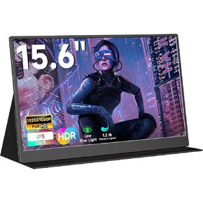 Portable Monitor for Laptop 15.6 Inch FHD 1080P IPS Gaming Travel Laptop Screen Extender, Portable Laptop Monitor USB-C/HDMI HDR Display for Laptop/PC/Mac/Phone/PS5/Xbox/Switch, Built-in Speakers