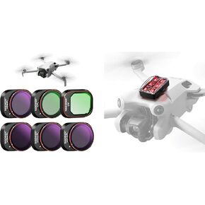NEEWER ND/PL Filter Set Compatible with DJI Mini 4 Pro, 6 Pack UV CPL ND8/PL ND16/PL ND32/PL ND64/PL Polarizer Neutral Density Drone Lens Accessories, DL6R Red Drone Strobe Light Included