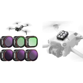 NEEWER ND/PL Filter Set Compatible with DJI Mini 4 Pro, 6 Pack UV CPL ND8/PL ND16/PL ND32/PL ND64/PL Polarizer Neutral Density Drone Lens Accessories, DL6W White Drone Strobe Light Included