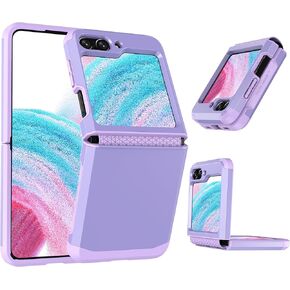 Asuwish Compatible with Samsung Galaxy Z Flip 5 5G 2023 Phone Case Cell Accessories Heavy Duty Slim Rubber Protective Armor Hard PC Anti-Slip Hybrid Cover for ZFlip5 Z5 Flip5 5Z Women Men Gold