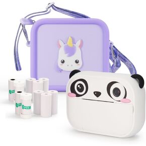 Kidamento Camera Silicone Bag Bundle - Digital Camera for Children and Camera Case - Model P Koko The Panda and 2 Print Refill Sets - Silicone Bag