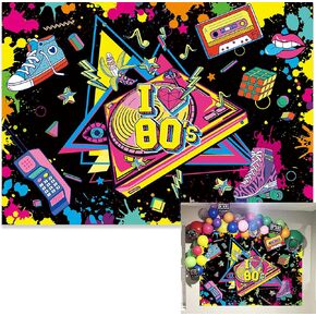 7x5ft 80s Backdrop I Love 80's Backdrops 1980s Photo Background Back to The 80's Neon Glow Backdrop Disco Rock Party Adult Women Birthday Party Photo Booth Props