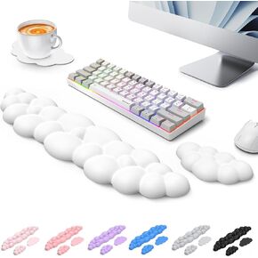 TECKNET Cloud Keyboard Wrist Rest, Cloud Wrist Rest with Silicone Base, Wrist Pad for Keyboard with PU Leather Ergonomic Memory Foam for Computer Laptop, White