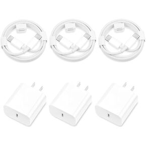 iPhone 16 15 Charger Fast Charging, 3 Pack PD 20W USB C Wall Charger Block with 6FT USB C to C Charging Cable Compatible for iPhone 16/16 Plus/16 Pro/16 Pro Max/15/15 Plus/15 Pro/15 Pro Max