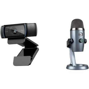 Logitech C920x HD Pro Webcam, Full HD 1080p/30fps - Black w/Blue Yeti Nano USB Microphone - Shadow Grey