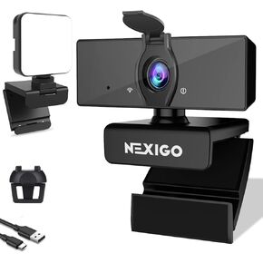 NexiGo 1080P Business Webcam Kits, N660 HD Web Camera with Microphone and Privacy Cover, Software Control, Enhanced Video Conference Lighting Kit with Webcam Style Clip, for Zoom/Skype/Teams