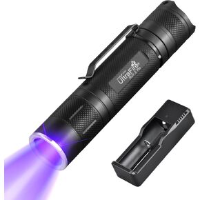 ULTRAFIRE 365nm UV Flashlight, IPX6 Water - Resistant, 2 Modes (10W High), Black Light for Pet Urine, Counterfeit & Stain Detection