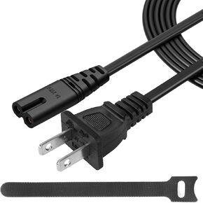 AC 2 Prong C8 Power Cord 5Ft 2 Slot AC Adapter Cord for TV Laptop Charger Printer Speaker Monitor Wall Power Cable Replacement Black