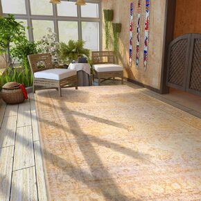 Washable Hallway Runner Rug 2'6"x8,Grey and Blue Distressed Boho Kitchen Runner,Vintage Non-Slip Non-Shedding Stain Resistant Rugs for Laundry Entrance