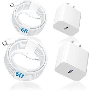USB C Charger for Apple iPad Pro Charger Fast Charging ، iPad 10th Gen ، 13 12.9 11 10.9 8.3 بوصة (2025 2024 2022 2021 2020 2018 A17 A16 M4 M3 M2) ، من النوع C إلى C 6ft Cable 20W USB Clock 2-pack 2-pack