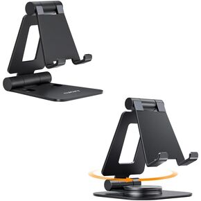 Nulaxy 360 Rotating Cell Phone Stand with Swivel Base, Fully Adjustable Foldable Desktop Phone Holder