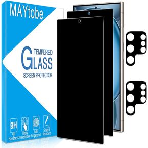 MAYtobe [2+2 Pack Samsung Galaxy S25 Ultra Privacy Screen Protector, Privacy Tempered Film with Camera Lens Protector for Galaxy S25 Ultra, No Bubbles, Anti Scratch, Easy to Install
