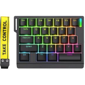 HE30 Rapid Trigger Magnetic Switch Gaming Keyboard,One-Handed Hall Effect RGB HotSwap Adjustable Actuation 8kHz Hyper Fast Mini Macro Gasket E-Sports Keypad Ergonomic Mechanical Keyboard (Black)
