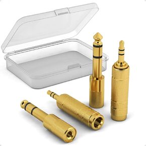 3.5mm to 1/4" TRS Adapter Set, Audio Converter for Electric Guitar/Keyboard/Mixer/Amp Amplifier/Bass, 6.35mm to 1/8" Balanced Jack Connector for Laptop/Tablet/PC