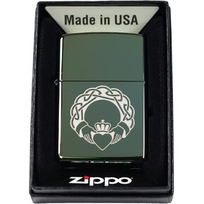 Celtic Claddagh - High Polish Green Custom Zippo Lighter