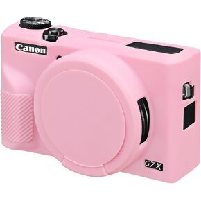 علبة السيليكون Elonbo لـ Canon PowerShot G7 X Mark III Digital Camera ، G7 X Mark III Camera Sileve ، G7 X Mark 3 حالة واقية من المطاط الناعم مع غطاء عدسة قابلة للفصل ، وردي