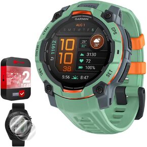 Garmin Instinct 3-45 mm Outdoor GPS Smartwatch, AMOLED, Neo Tropic w/Neo Tropic Band 010-02936-01 Bundle with 2 YR CPS Enhanced Protection Pack & Deco Essentials 2X Screen Protector