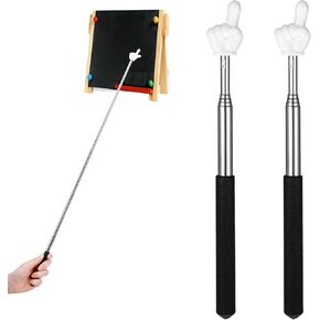 2 Pcs Telescopic Teachers Pointer, Extendable Hand Pointer Stick, Mini Retractable Classroom Pointers for Teachers Presenters and Educators (Black)