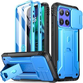 Poetic Revolution Case for Motorola Moto G Stylus 5G 2025, [Slide Camera Cover] [Screen Protector Works with Fingerprint ID] Military Grade Rugged Shockproof Phone Case with Built in Kickstand, Black