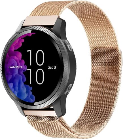 Mesh Metal Bands Compatible with Garmin Vivoactive 5/Forerunner 55 Watch,20mm Stainless Steel Magnetic Clasp Loop Replacement strap for Garmin Venu sq 2/Vivoactive 165/245/645 Women Men in Saudi Arabia