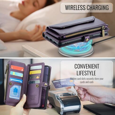 Asuwish Phone Case for Samsung Galaxy S25 Plus S25+ 5G Zipper Wallet Cover with Tempered Glass Screen Protector and Leather Flip RFID Blocking Card Holder Cell S25plus 25S + S 25 25+ Women Men Purple in Kuwait