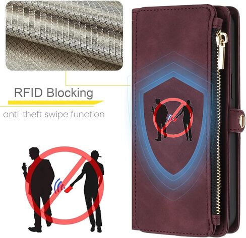 Asuwish Phone Case for Google Pixel 6A 5G 2022 Zipper Wallet Cell Cover with Tempered Glass Screen Protector Crossbody Wrist Strap Flip Credit Card Holder Slot Pixel6A A6 Women Men Red in Saudi Arabia