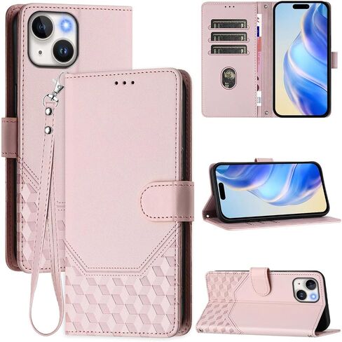 for iPhone 13 Wallet Case/iPhone 14 Wallet Case for Women, RFID Blocking Card Holder Slots, Wrist Strap, Shockproof TPU Inner, Stand PU Leather Protective Flip Cover -Purple in Saudi Arabia