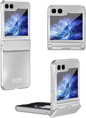 Case for Samsung Galaxy Z Flip 5 with Hinge Protection, Slim Phone Case [Anti-Drop] [Anti-Scratch] Ultra Thin Hard PC Back Shockproof Protector Cover for Samsung Galaxy Z Flip 5 5G (Silver) in Saudi Arabia
