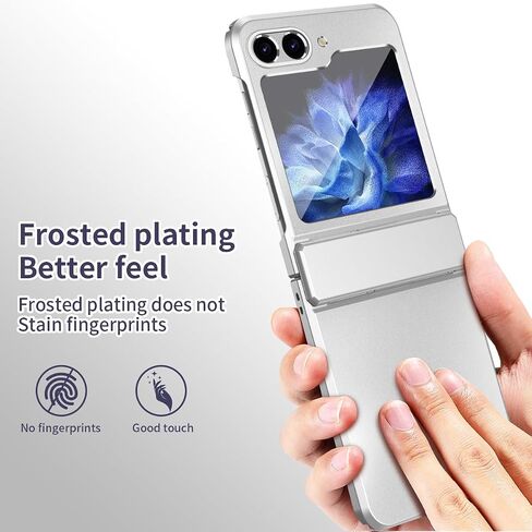 Case for Samsung Galaxy Z Flip 5 with Hinge Protection, Slim Phone Case [Anti-Drop] [Anti-Scratch] Ultra Thin Hard PC Back Shockproof Protector Cover for Samsung Galaxy Z Flip 5 5G (Silver) in Saudi Arabia